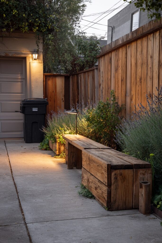 Rustic Wooden Bench with Evening Glow