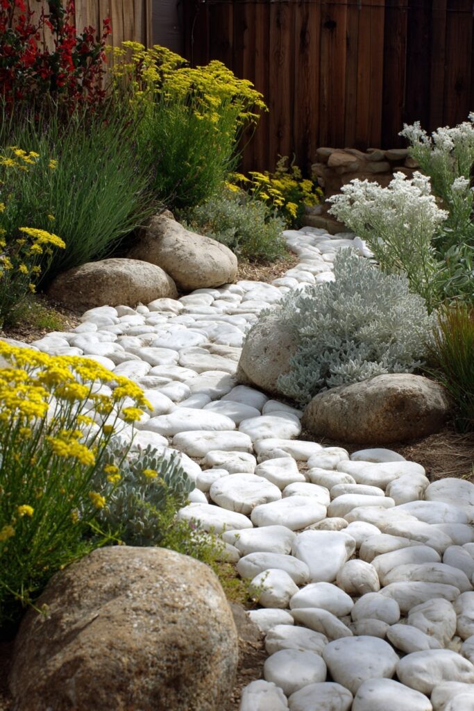 4. White Pebble Garden Path Border