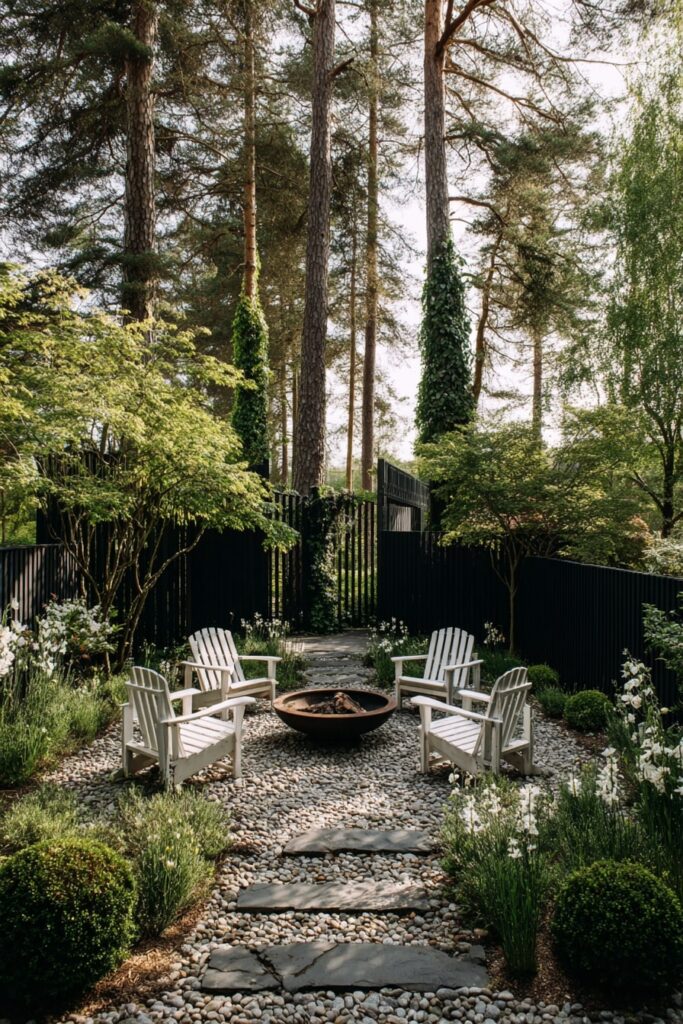19. Woodland Garden Fire Pit with Gravel Pathway