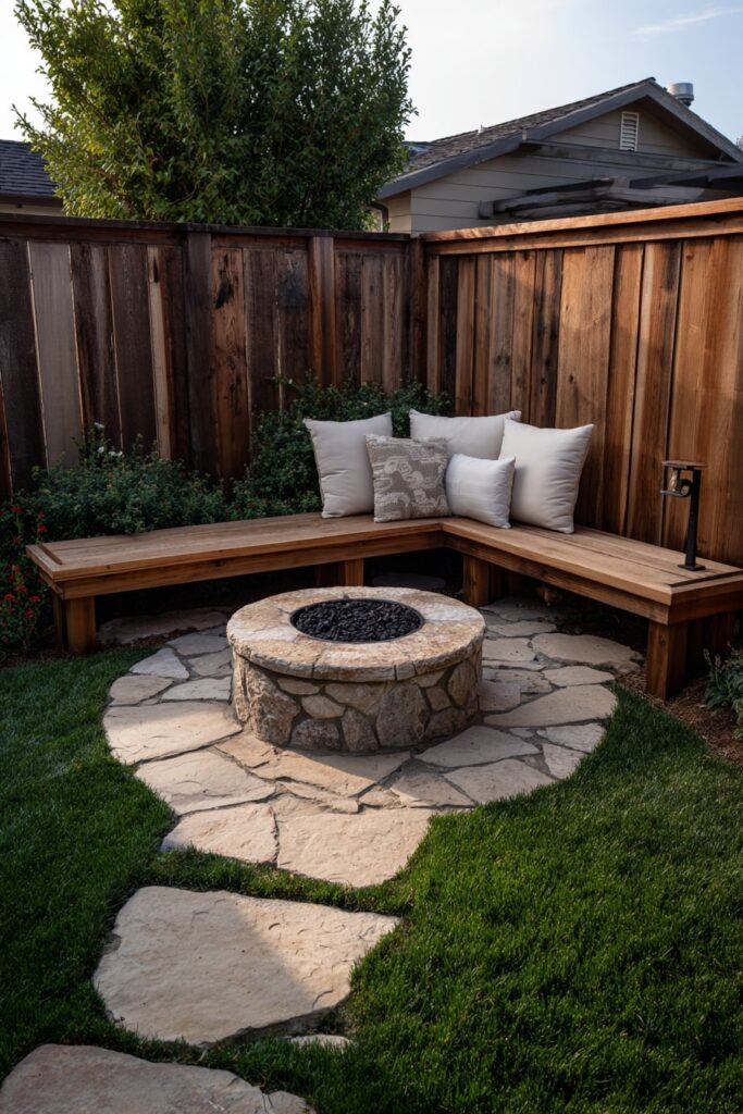 Rustic Fire Pit with Natural Seating