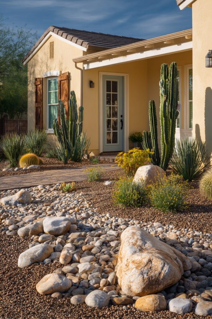 Desert Rock Border with Cactus Accents