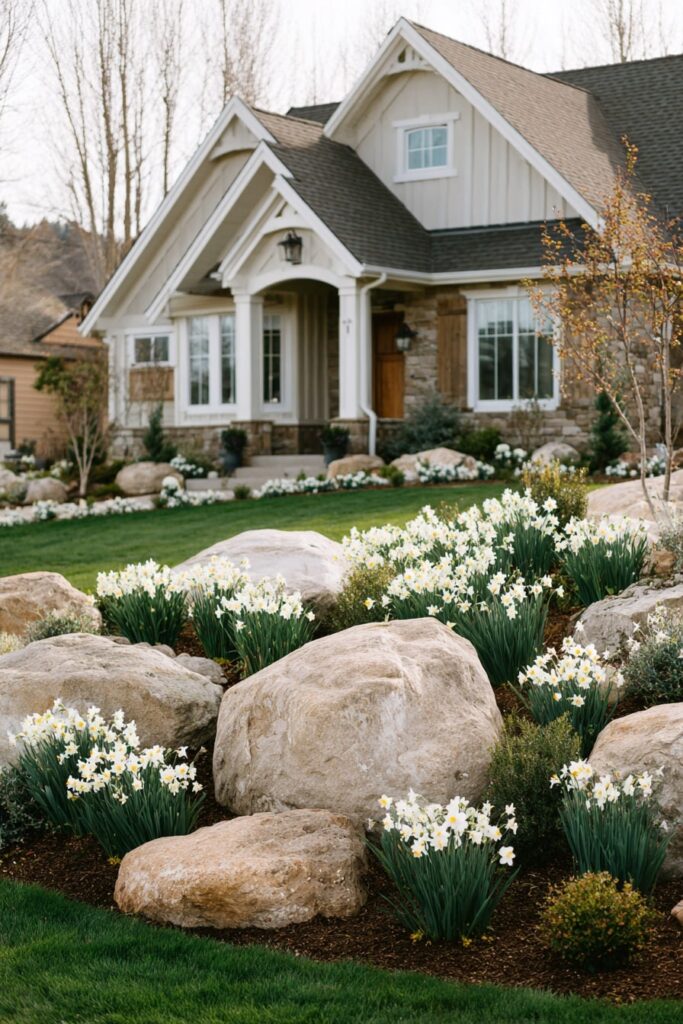 13. Spring Daffodil Garden with Boulder Accents