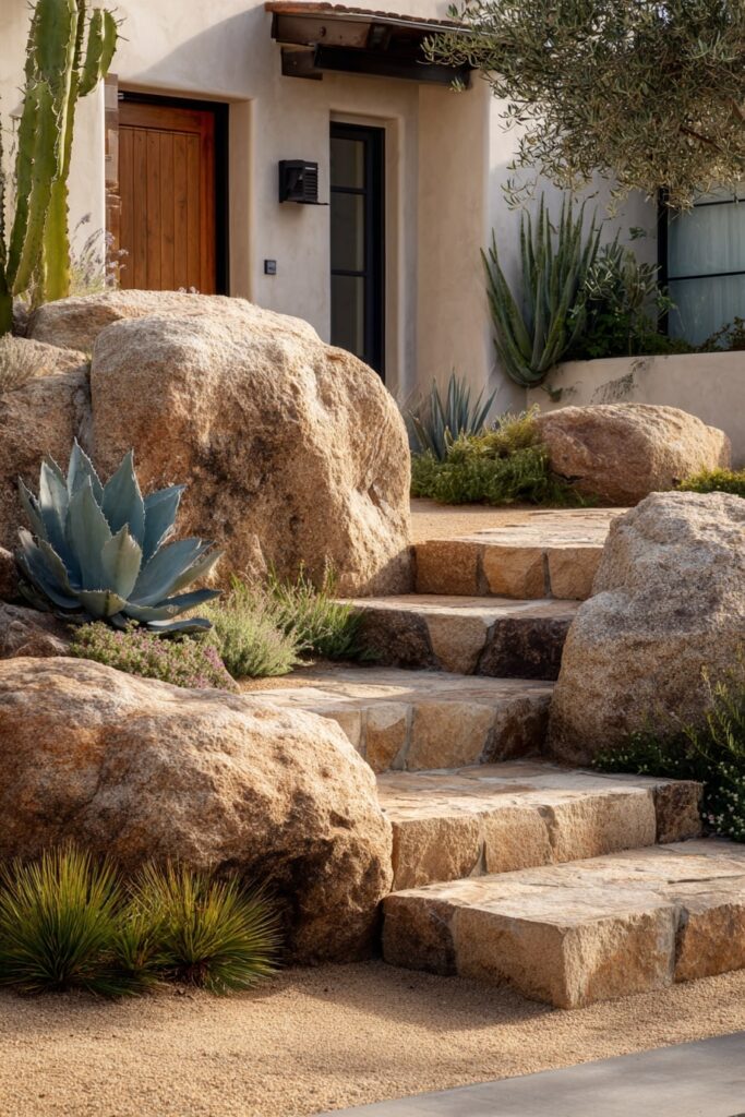 1. Desert Stone Border with Natural Steps