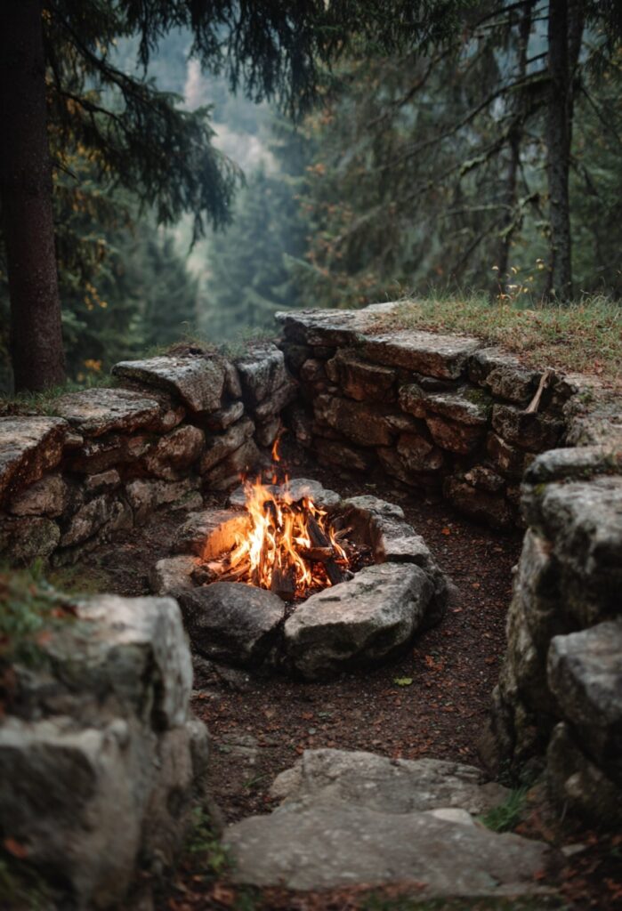 Rustic Forest Stone Fire Pit