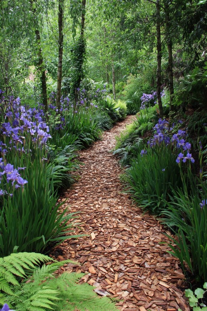1. Woodland Bark Pathway with Iris Border