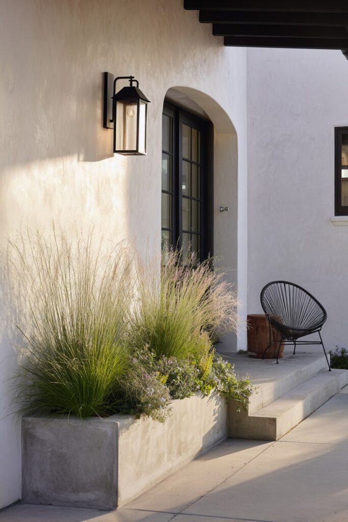 Sleek Patio Garden with Modern Planter