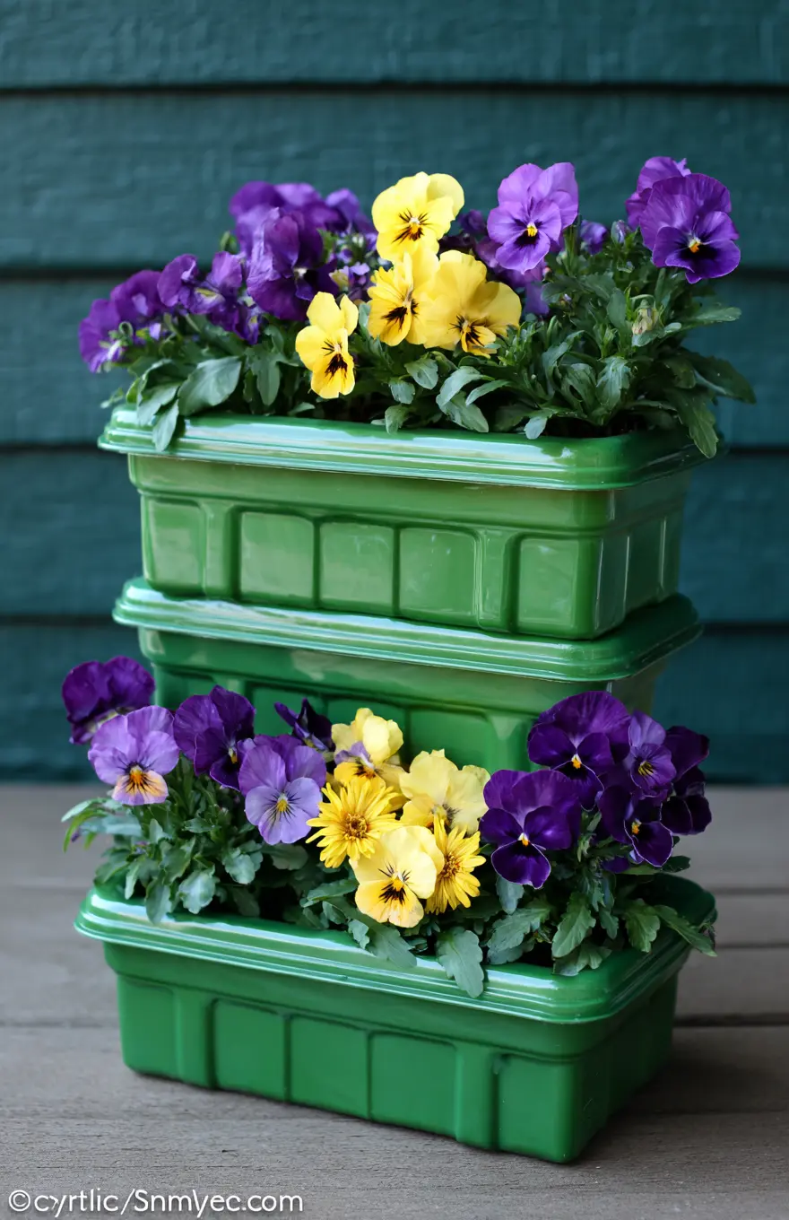 Tiered Planter Tower with Vibrant Pansies
