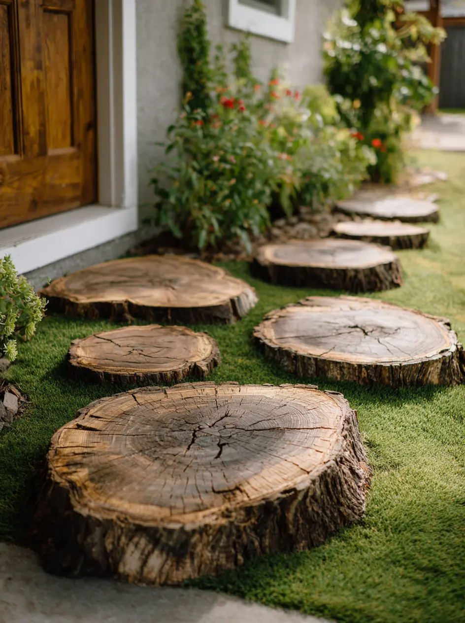 Rustic Tree Slice Stepping Stones