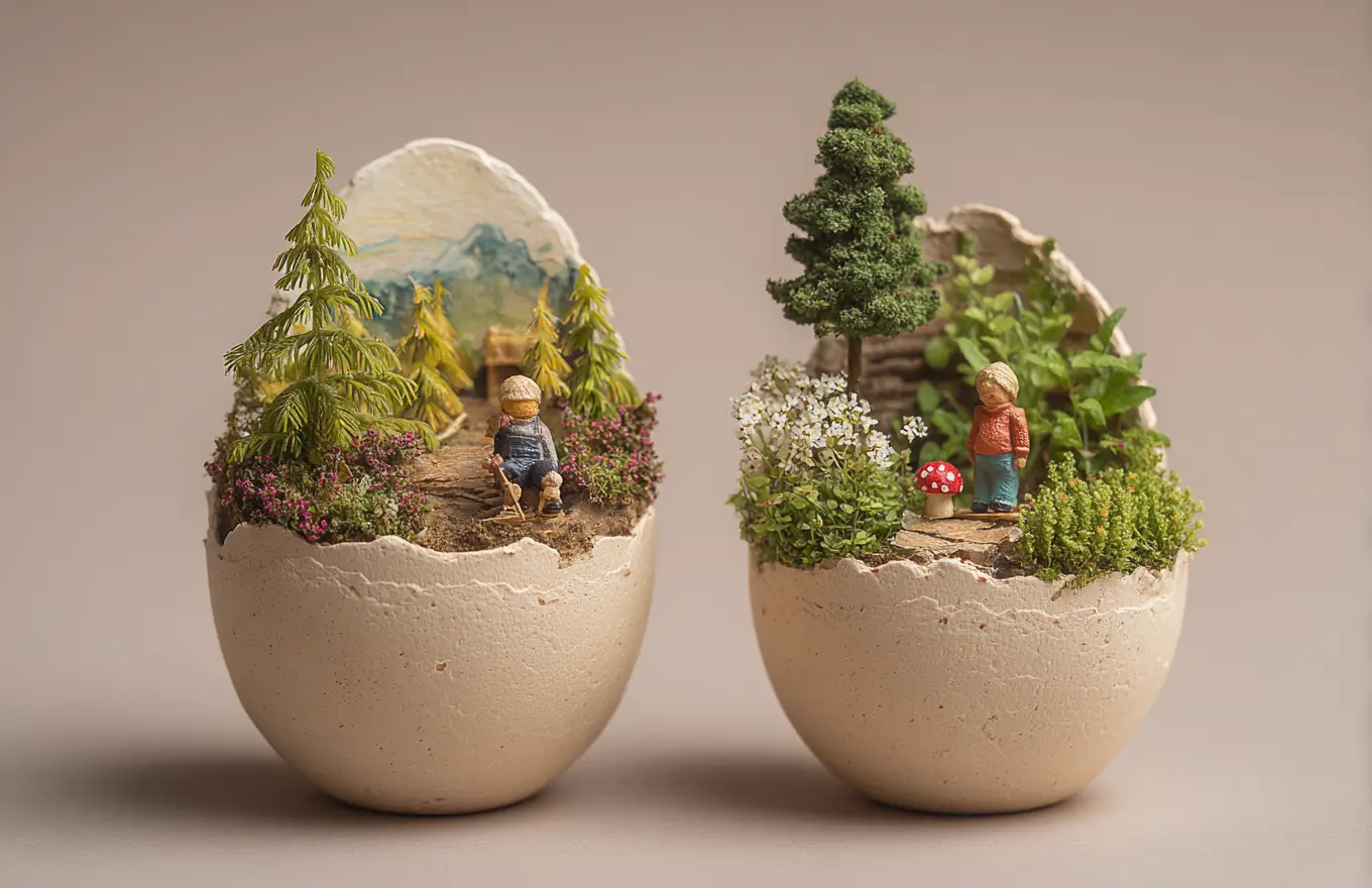 Mini Woodland Scenes in Eggshells