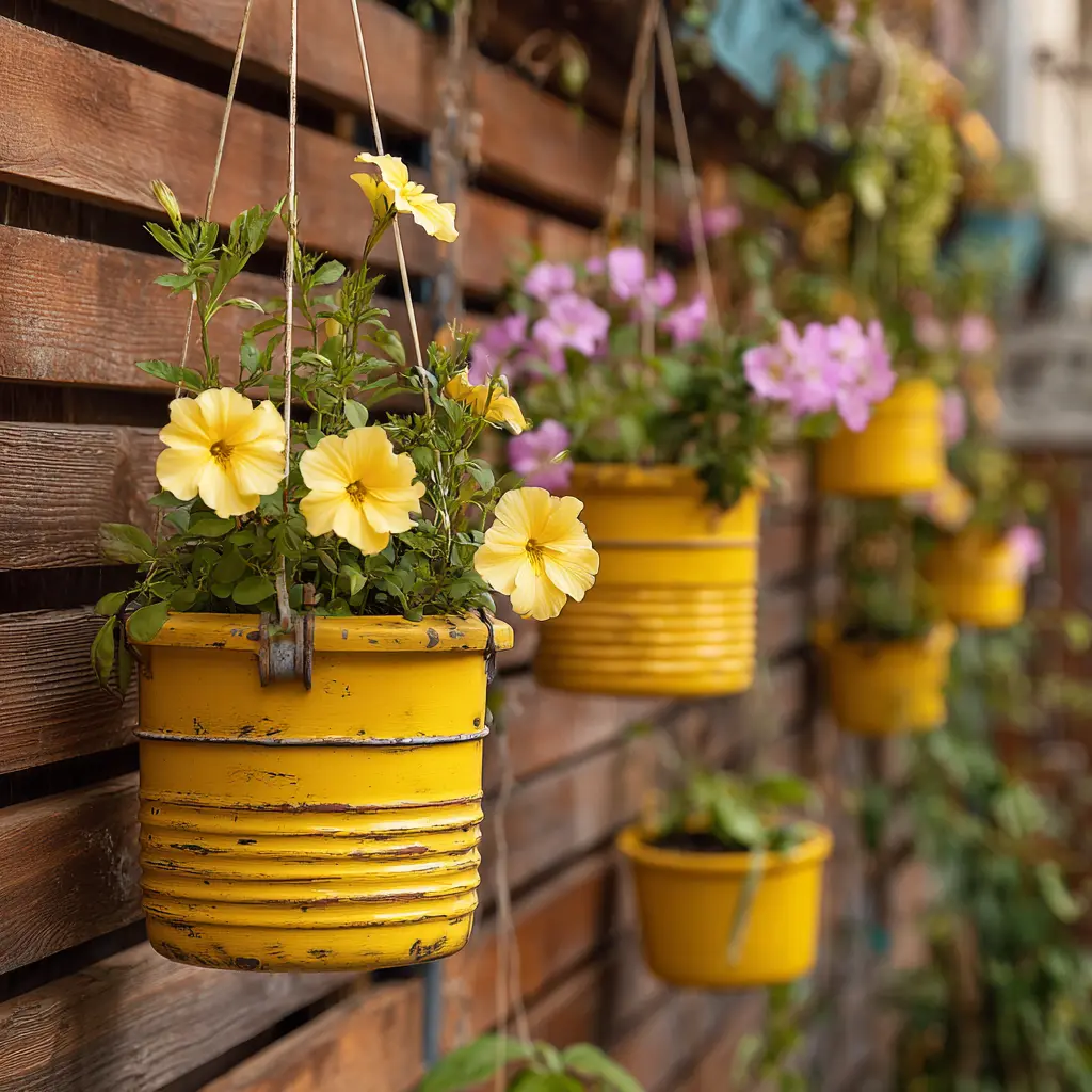 Hanging Tin Flower Tower with Vintage Flair