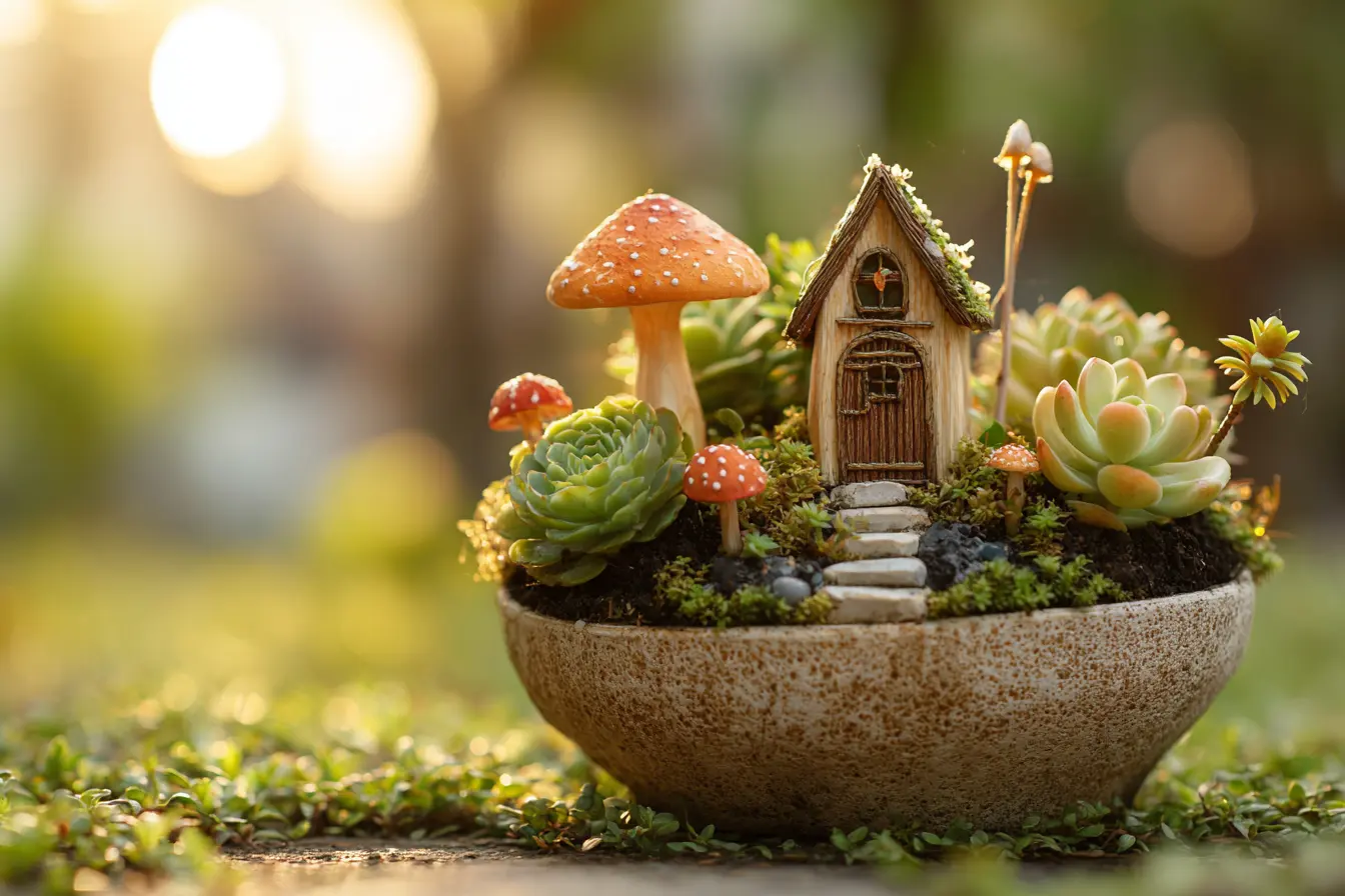 Mushroom Cottage Fairy Garden