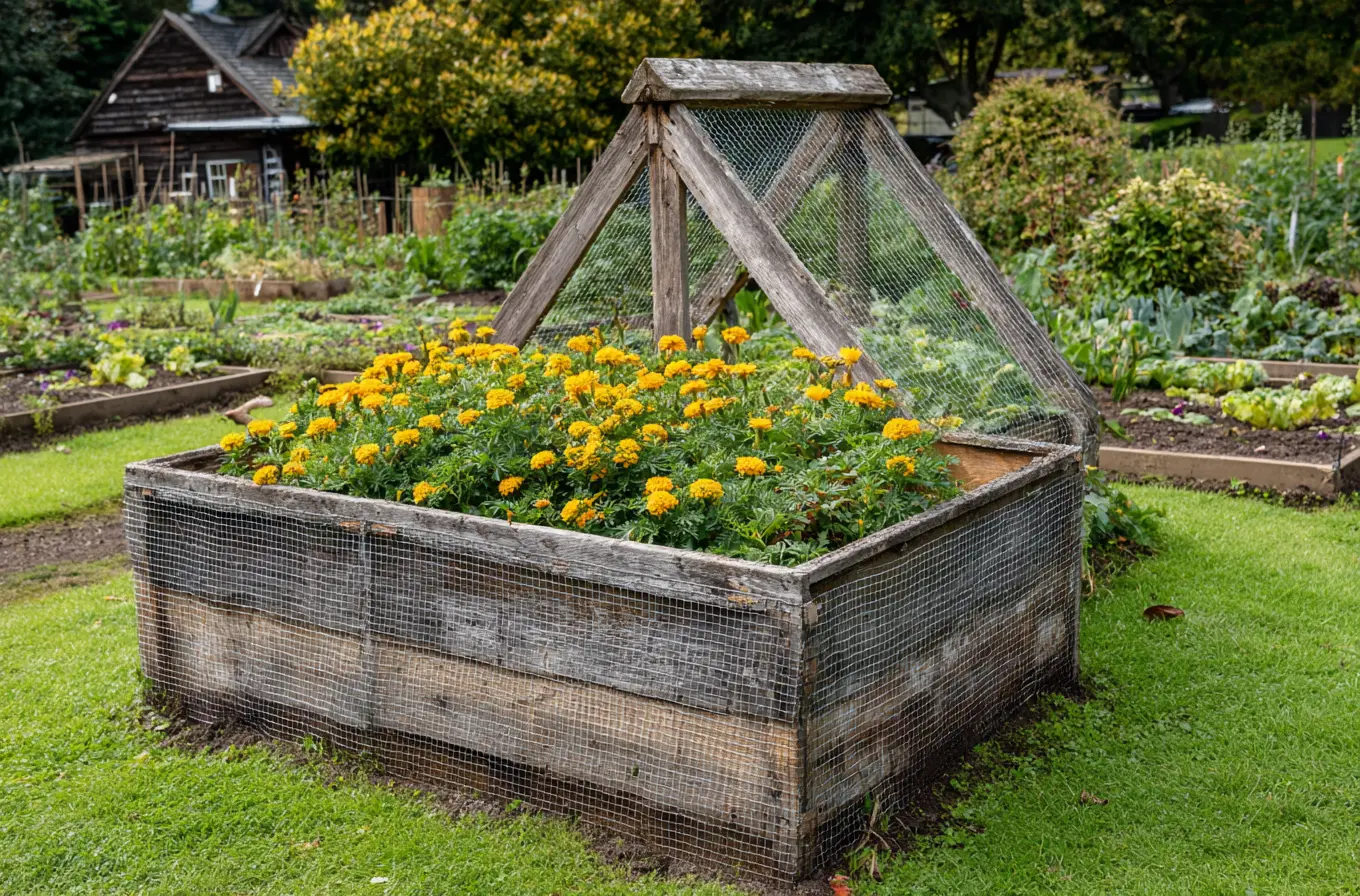 Rustic Raised Bed with Floral Cover