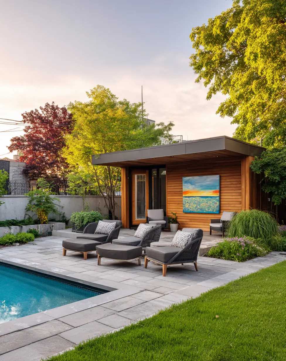 Sleek Stone Poolside Path