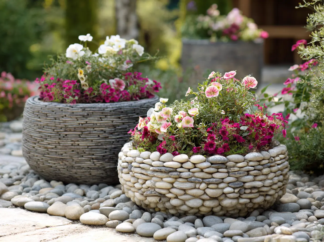 DIY Stone Planters for Flowers