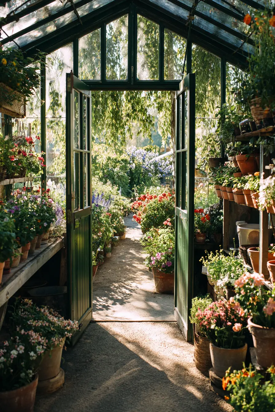 Bloom-Filled Greenhouse Entry