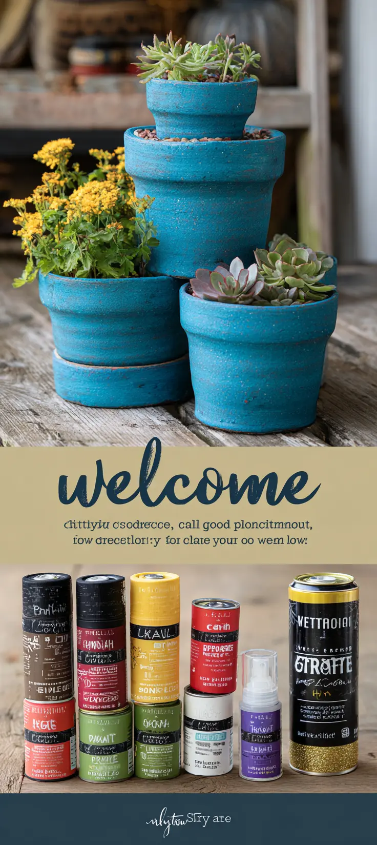 Mini Succulent Flower Tower with Blue Pots
