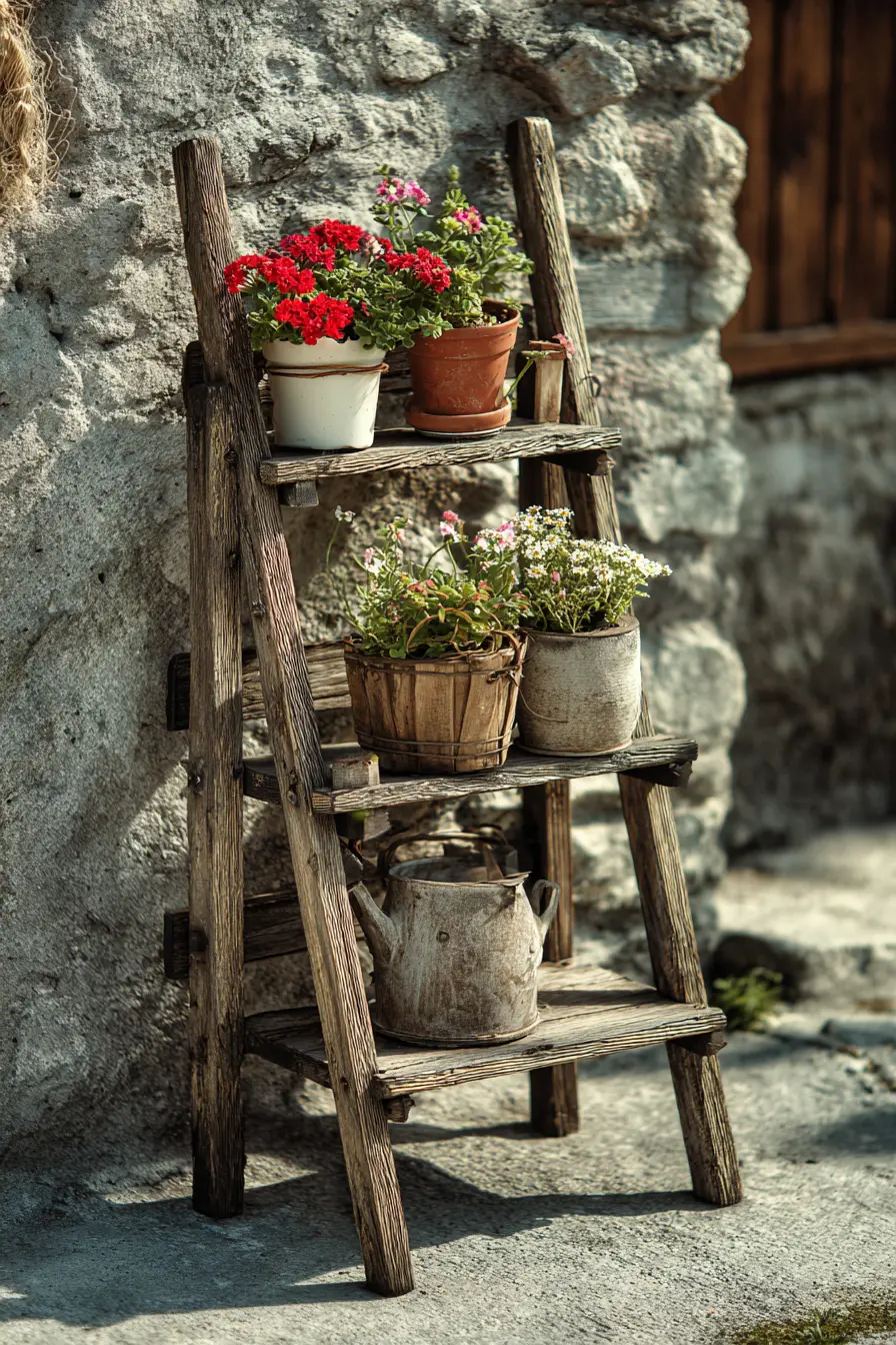 Vintage Ladder Vertical Garden
