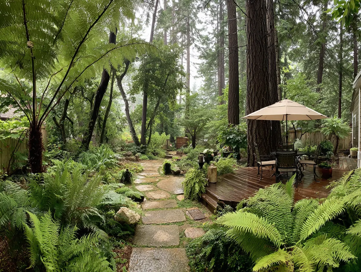 Tranquil Woodland Garden Pathway