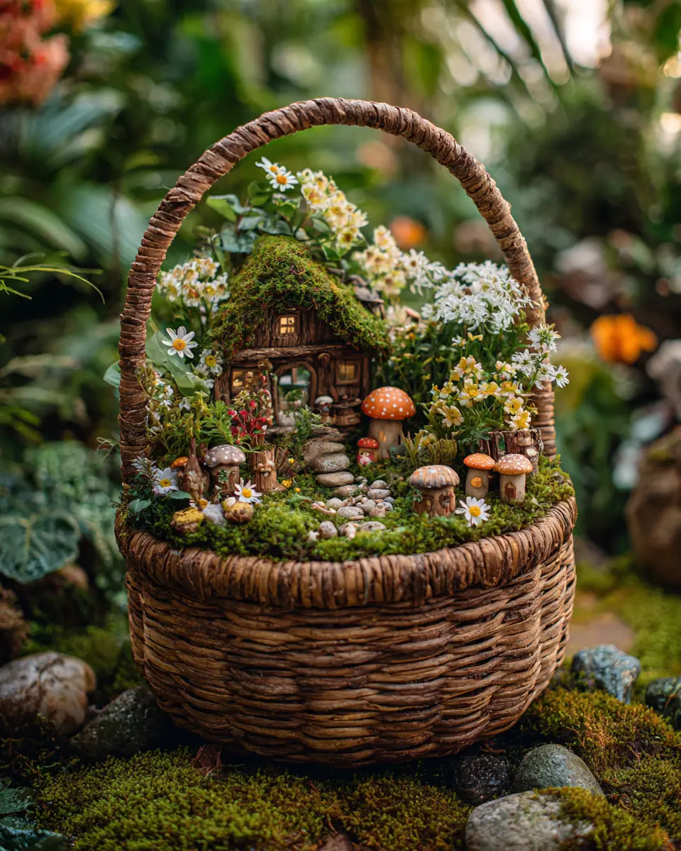 Basket Fairy Garden Cottage