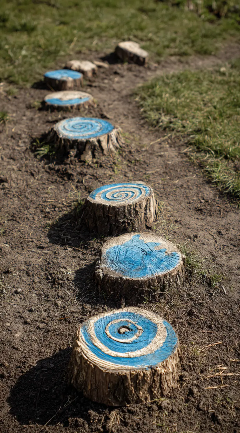 Painted Wood Log Stepping Stones