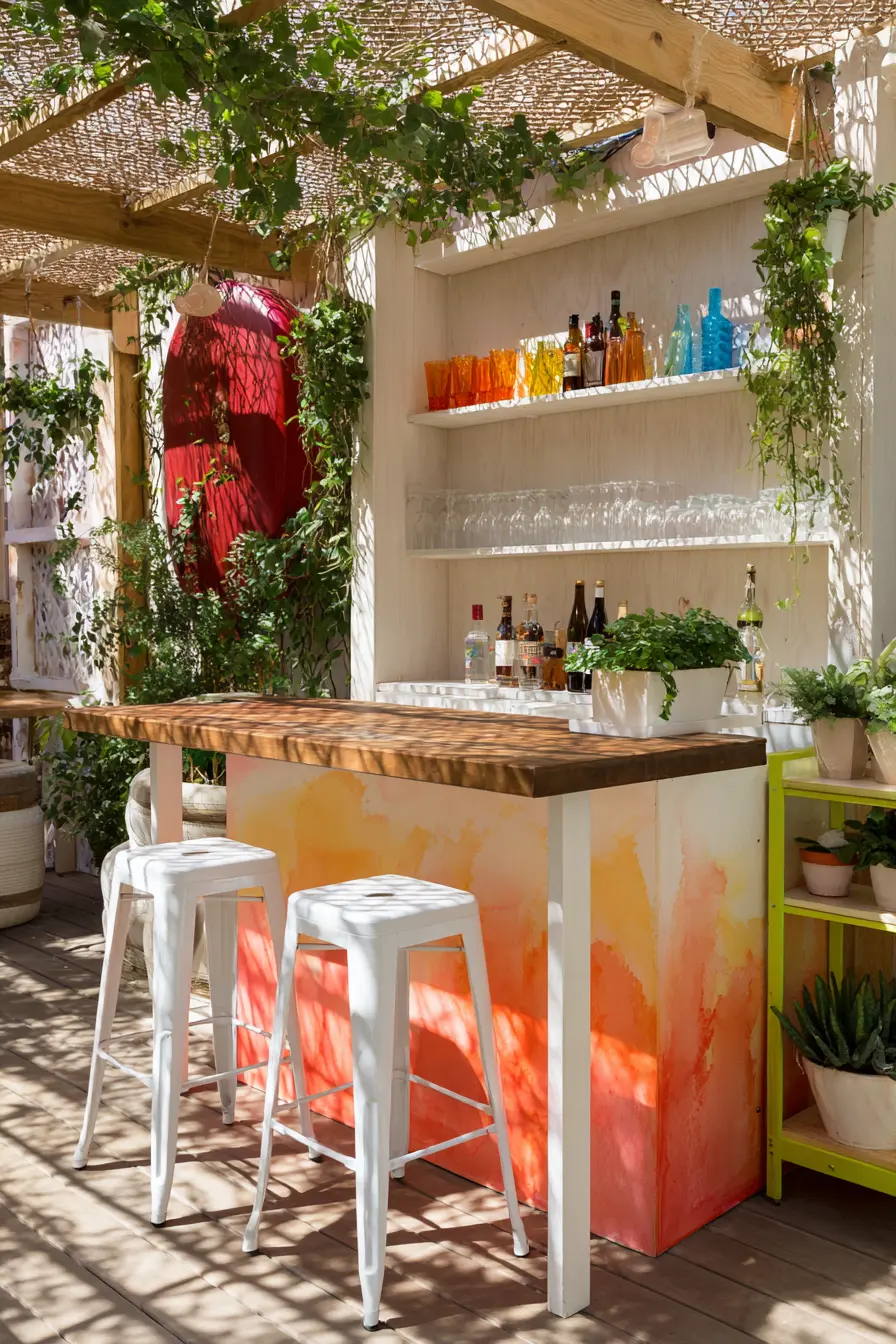 Add Energy with a Colorful Outdoor Bar Wall