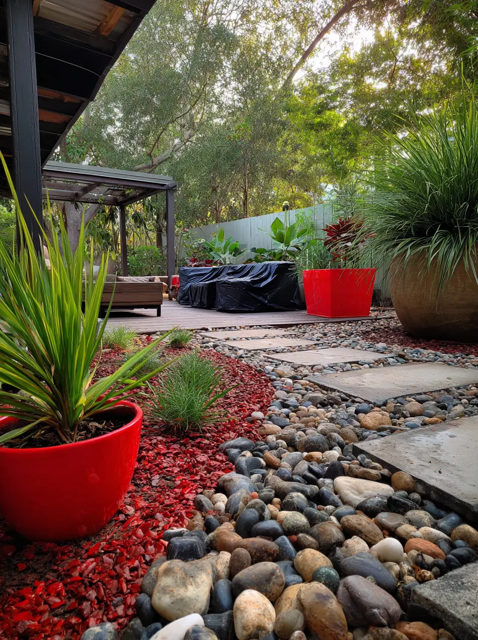 Bold Accents with Red Planters