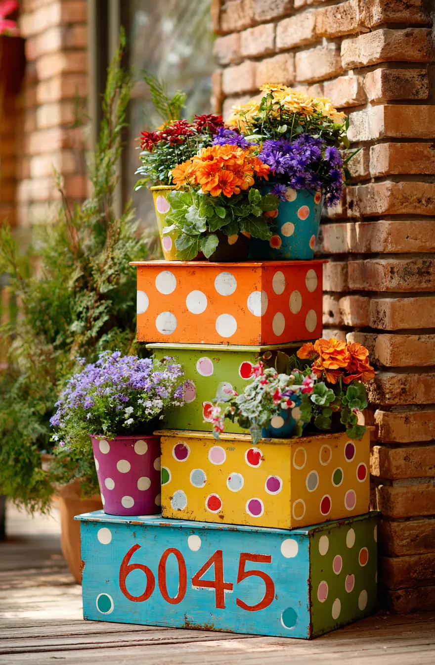 Polka Dot Flower Tower with Cheerful Colors