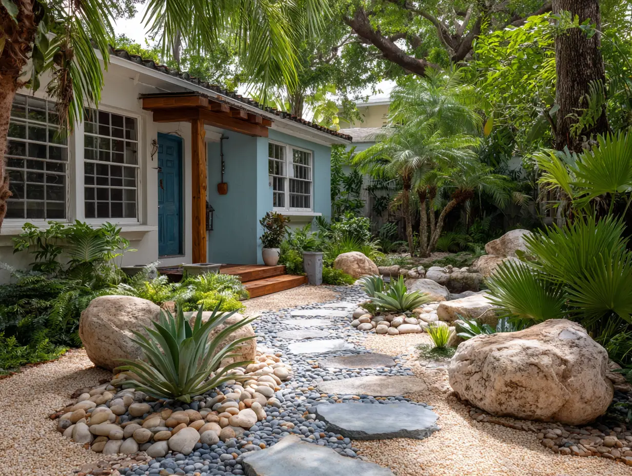 Tropical Garden Path with Natural Elements