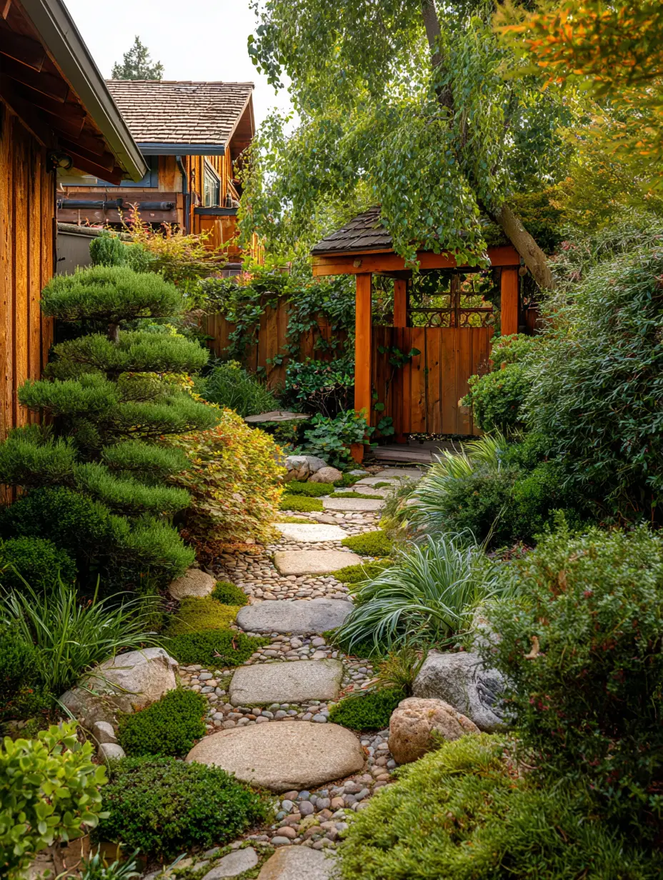 Serene Stone Pathway with Natural Landscaping