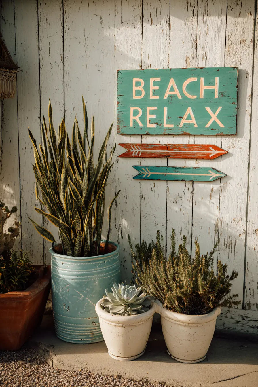 Coastal Corner with Beach Sign Decor
