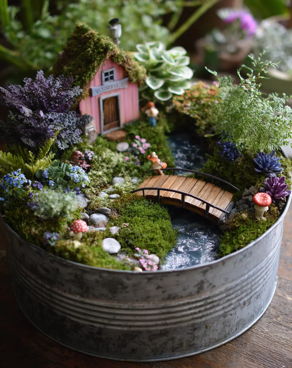 Tin Container Fairy Garden
