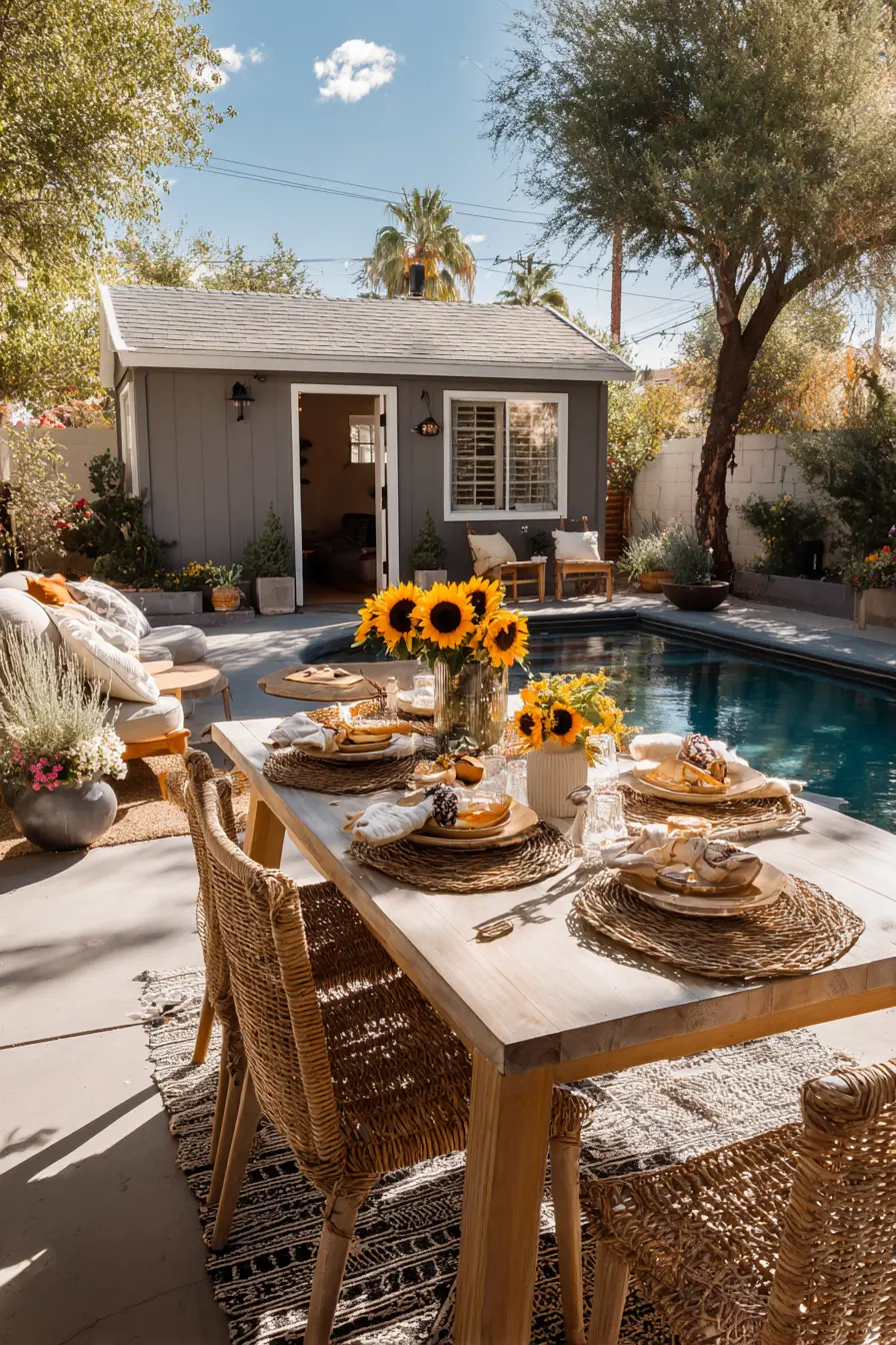 Poolside Dining with DIY Charm