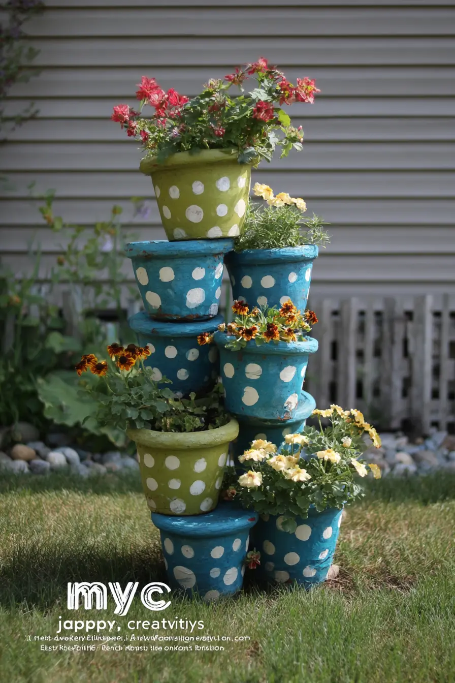 Polka Dot Flower Tower with Playful Charm