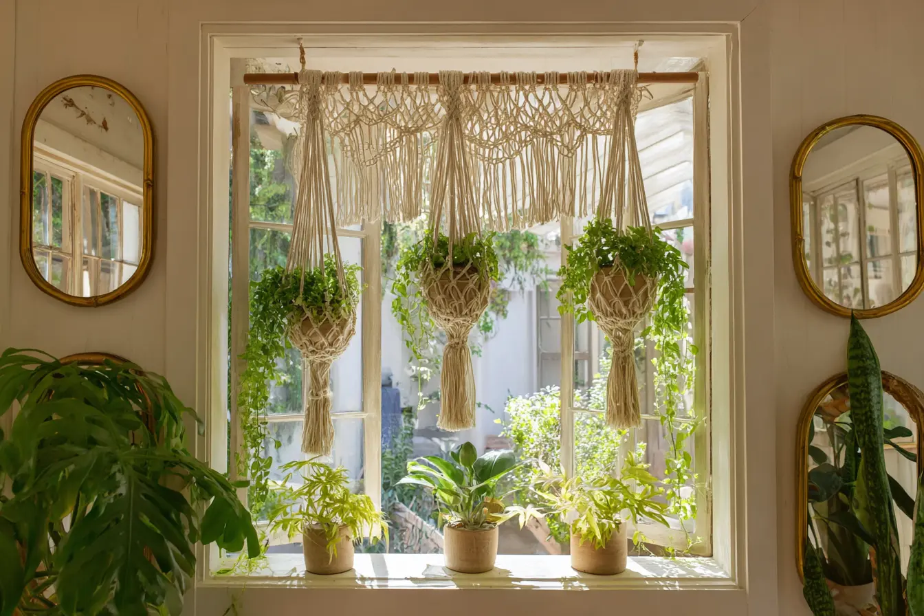 Macrame Hanging Window Garden