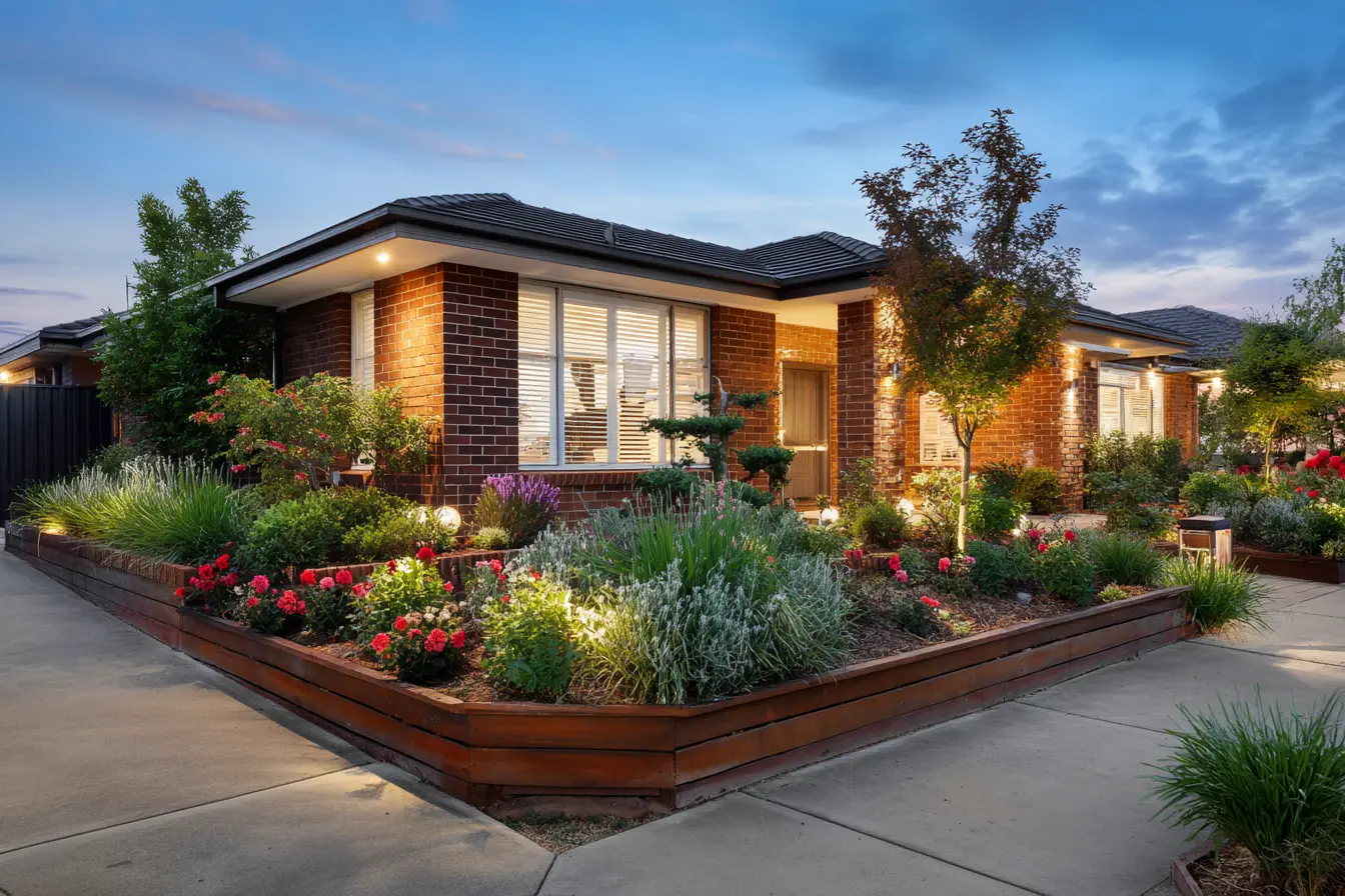 Elegant Corner Garden with Evening Glow