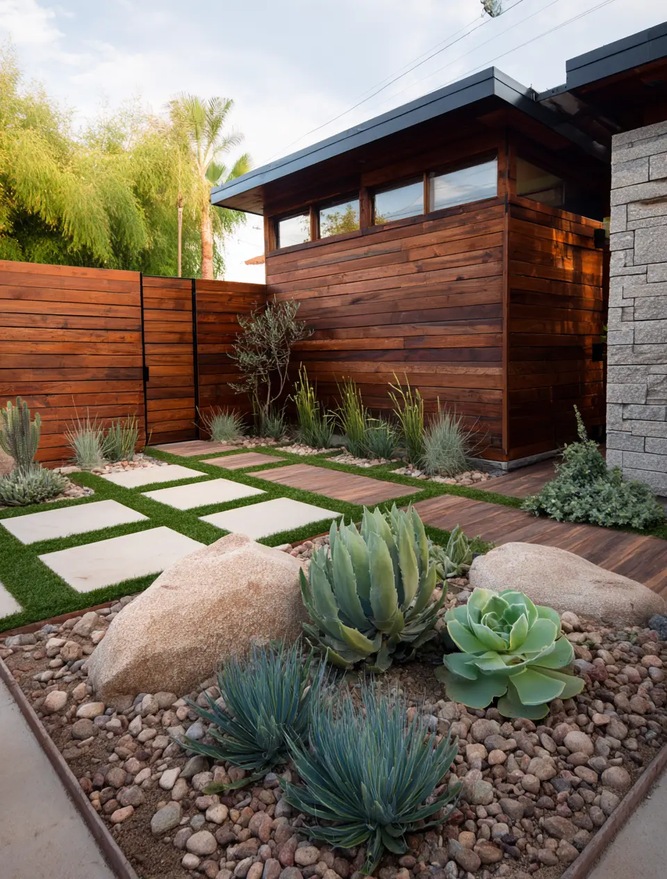 Contemporary Rock Garden with Succulents