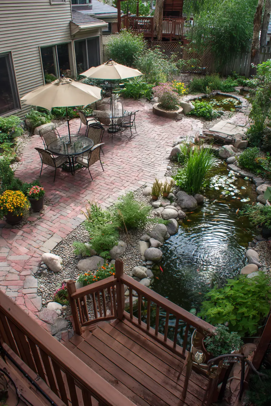 Backyard Garden with Pond Retreat