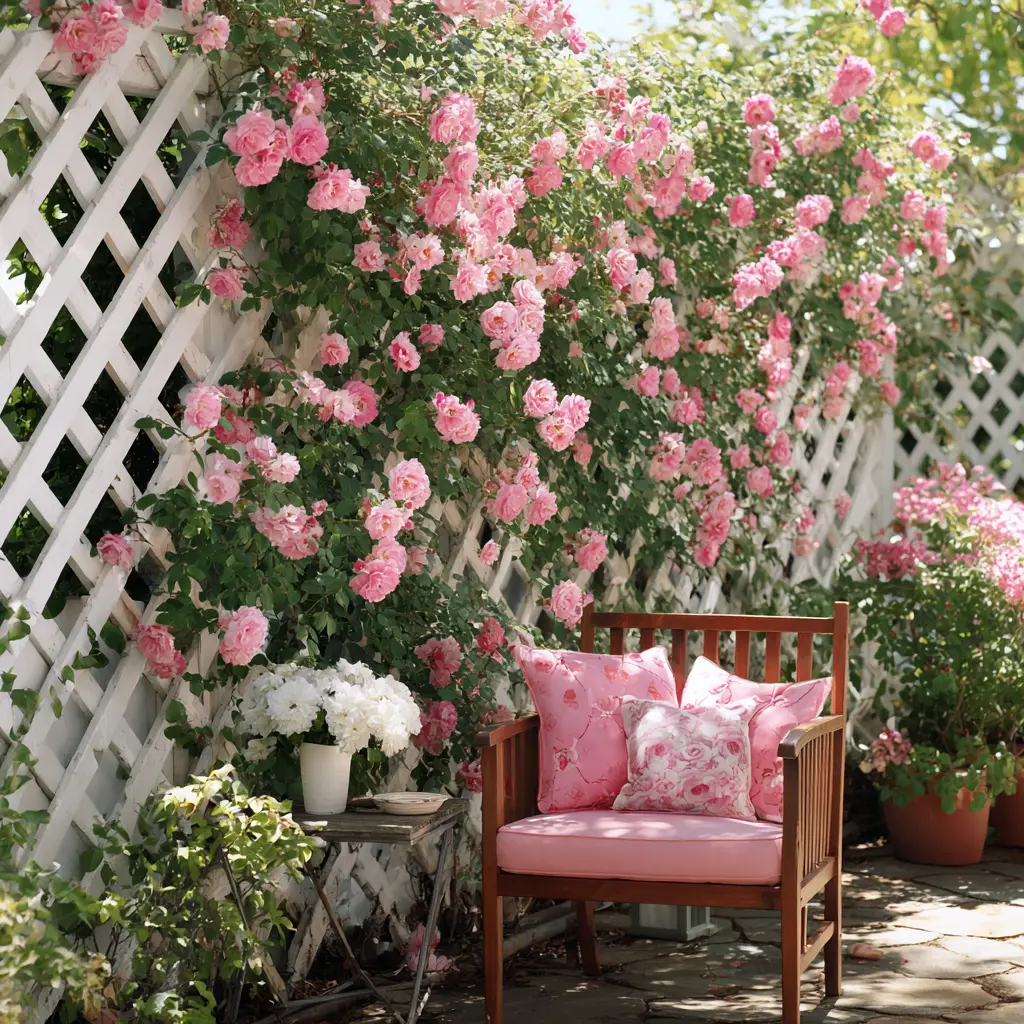 Climbing Roses on Trellis