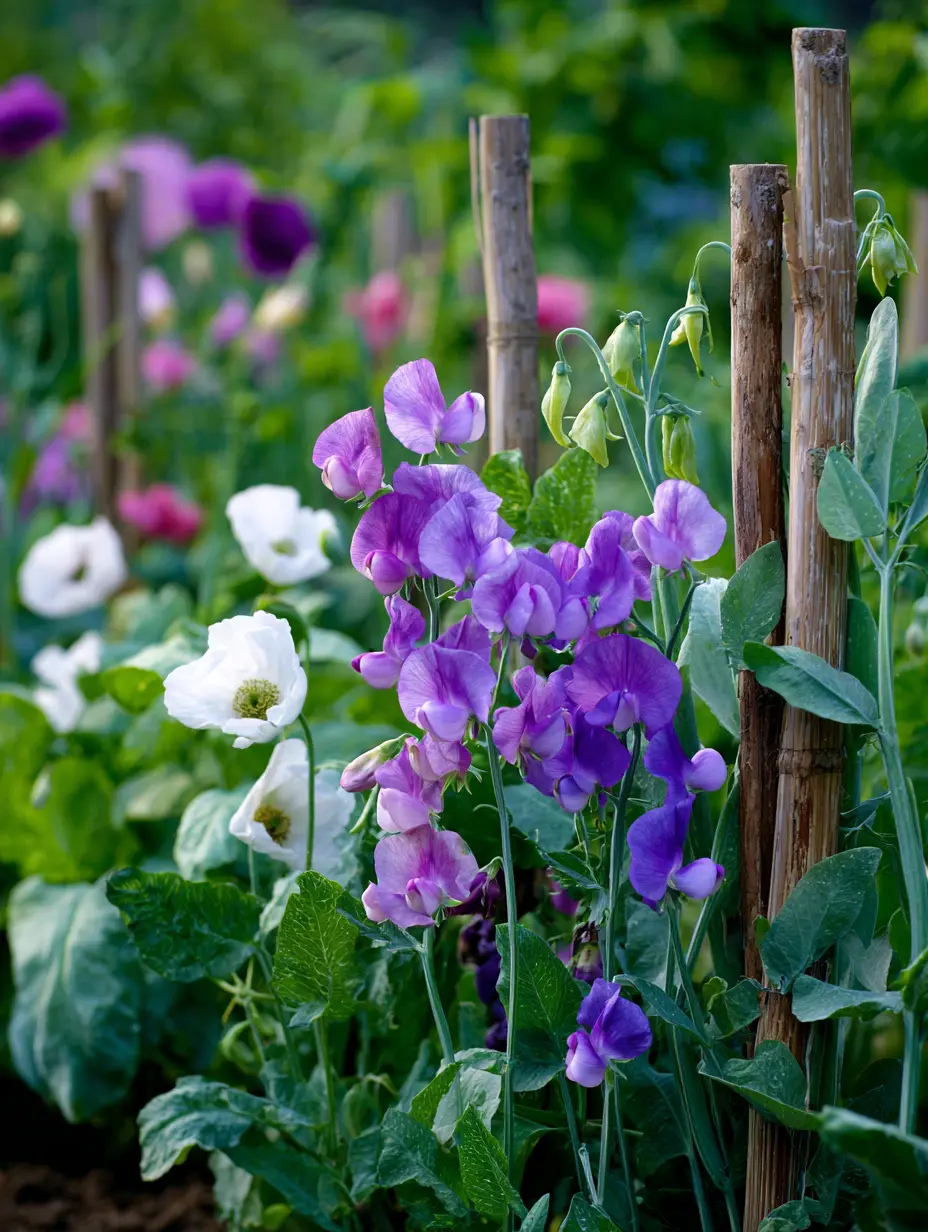 Simple Bamboo Trellis for Sweet Peas