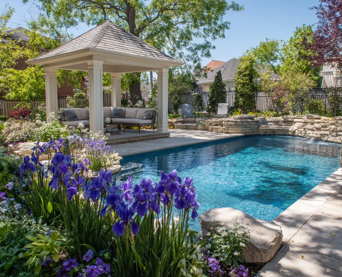 Poolside Rock Garden with Elegant Touch