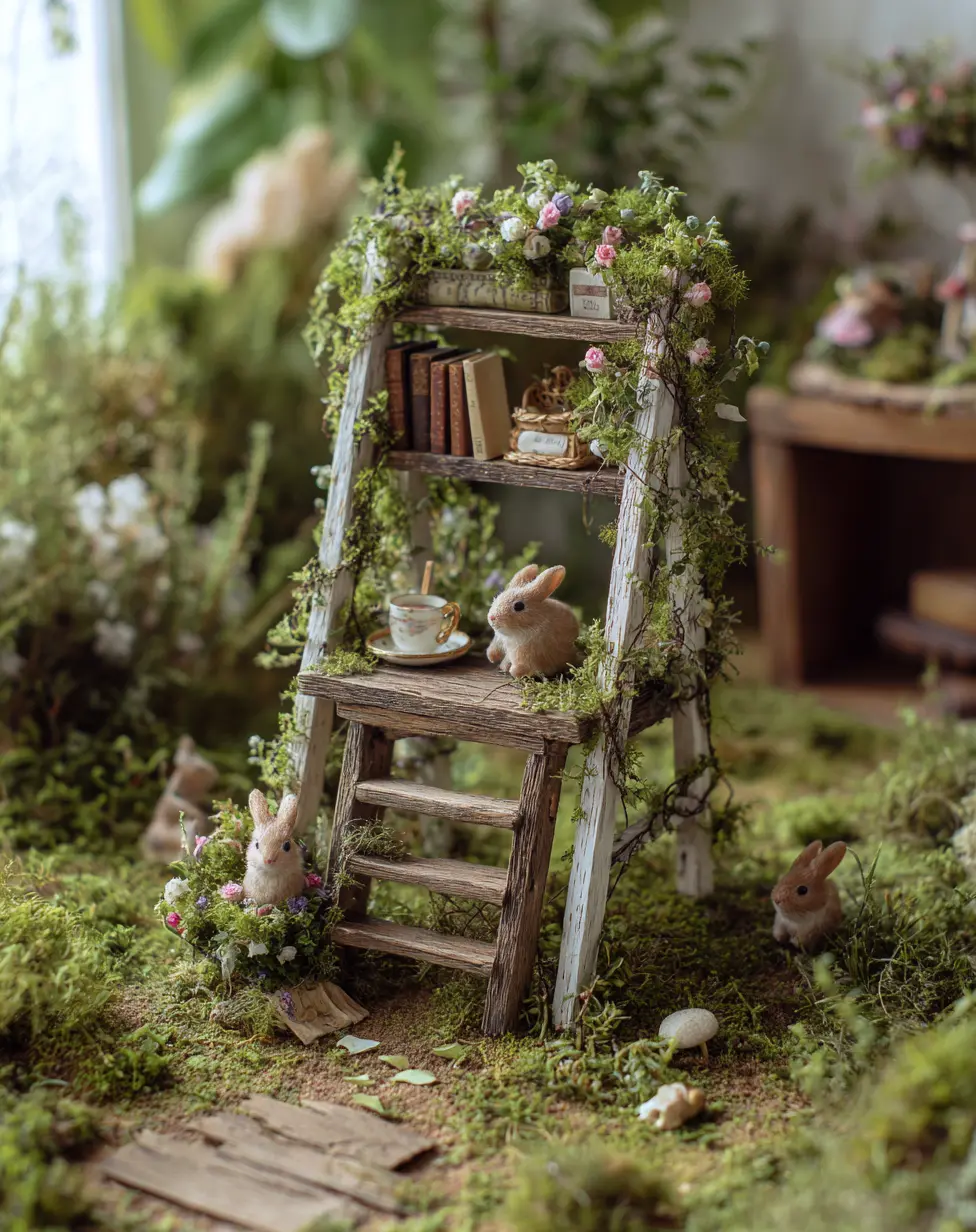 Bunny Tea Party Garden Scene