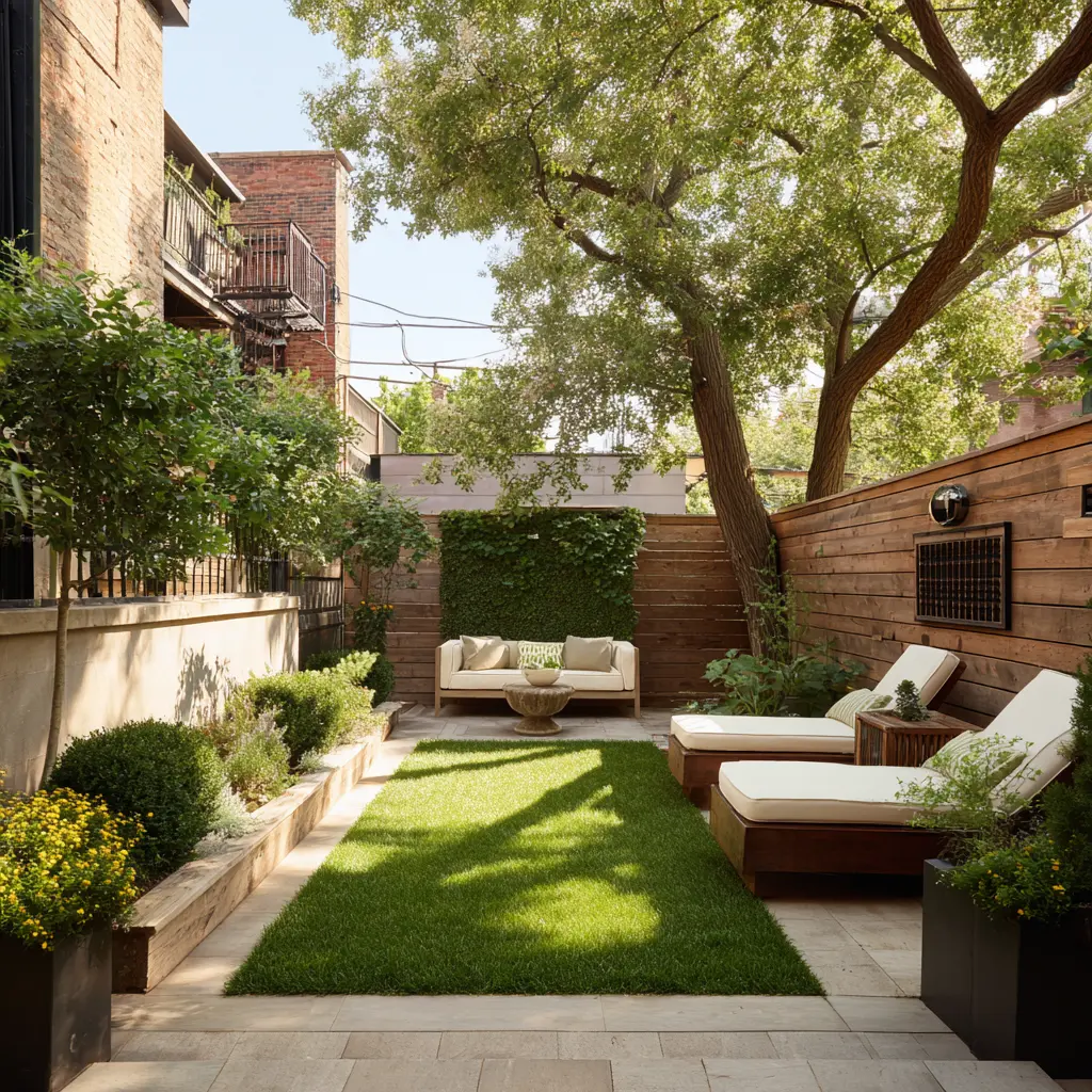 Cozy Green Corner with Lounge Seating