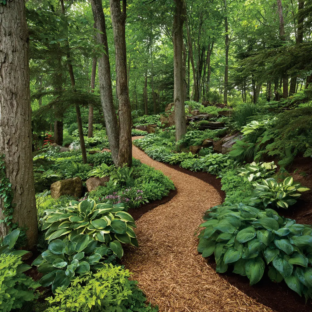 Wood Log Pathway for a Natural Garden Walk