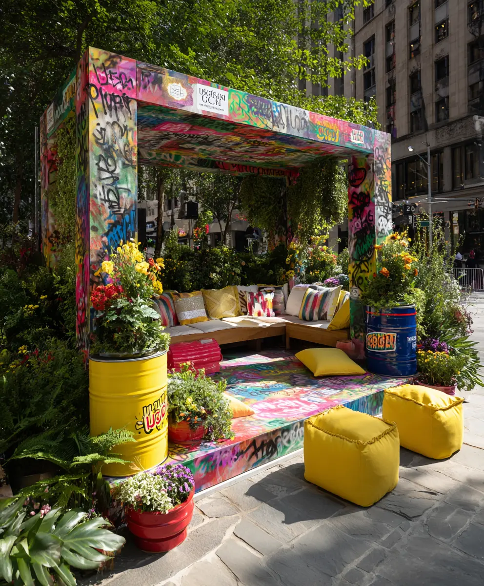 Create a Bold Outdoor Lounge with Graffiti Walls