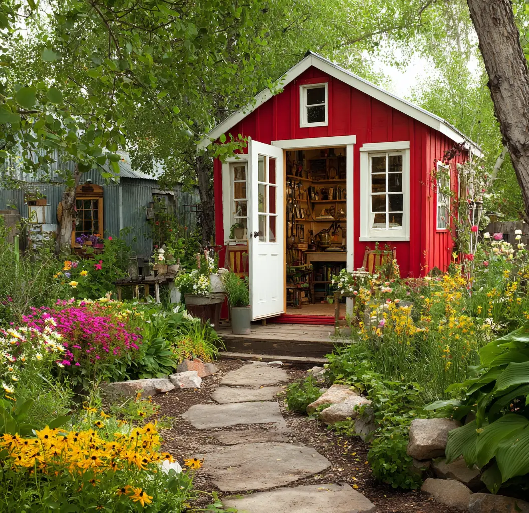 Rustic Red Garden Shed