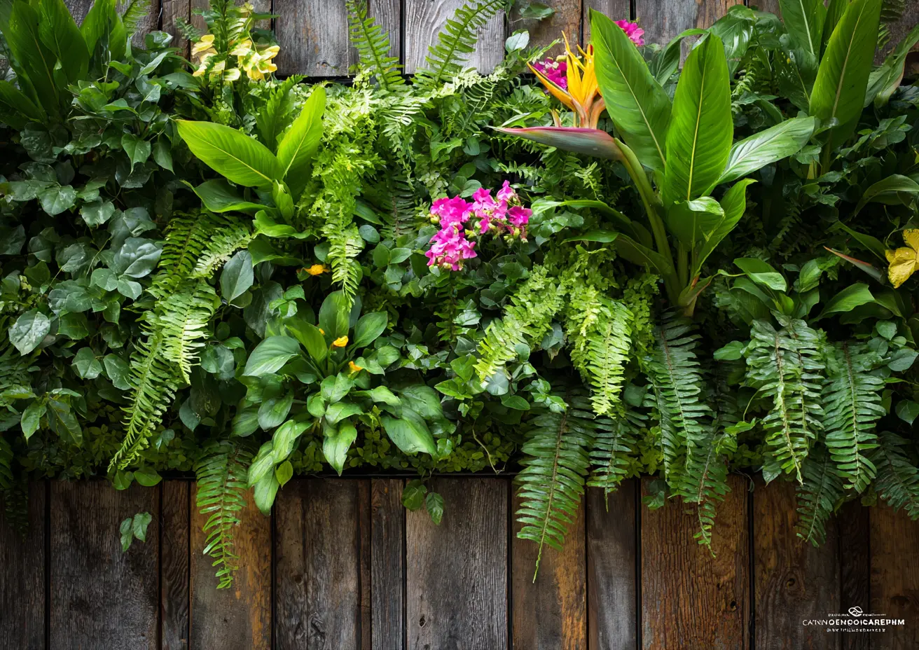 Lush Corner Garden with Vertical Green Wall