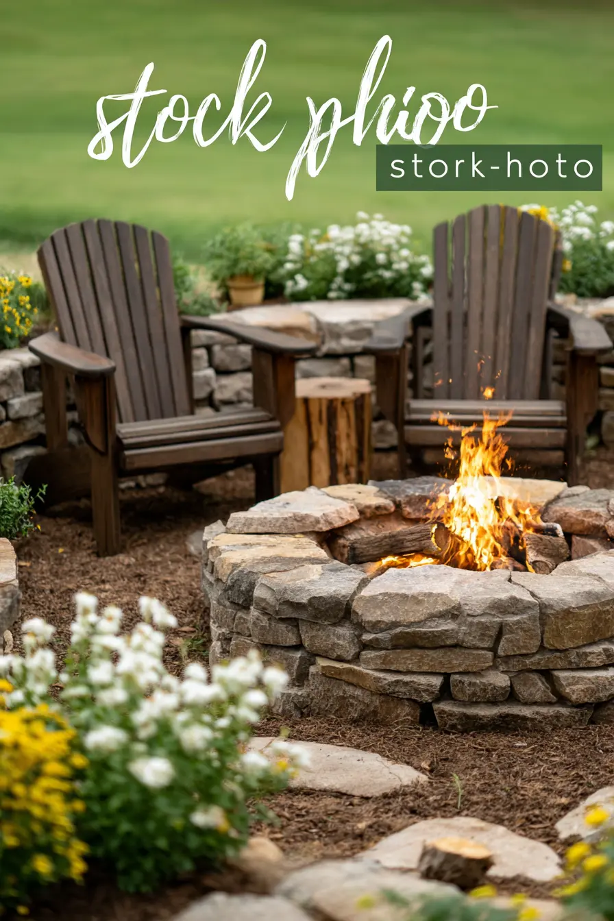Stone Fire Pit in a Coastal Garden