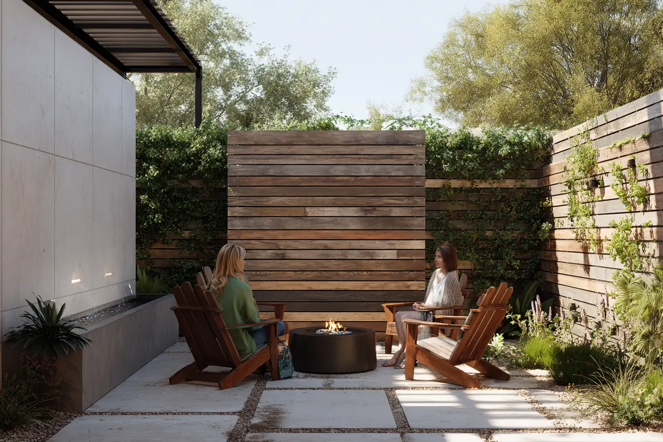 Modern Privacy Trellis with Cozy Patio