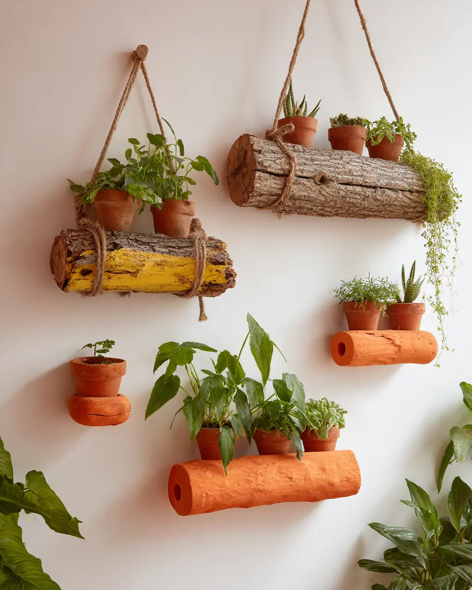 Log Planter Fairy Wall Garden