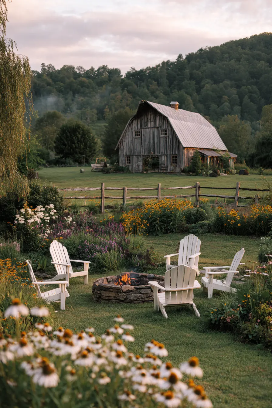 Country Garden Fire Pit with Rustic Charm